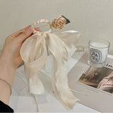 Daiiibabyyy Summer Fashion Net Yarn Bow Ribbon Hair Sticks Handmade Flower Hair Bun Sweet Hairpin For Women Girl Headwear Free Shipping