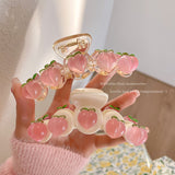 Peach Hairpin Large Catch Clip Shark Clip Female Spring Hair Accessories Back Of Head 2022 New Hairpin Clip Headdress daiiibabyyy