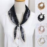 Candy Color Triangle Lace Scarf Hollow out Handkerchief Bag with Floral DIY Woman Lace Mesh Hair Head Scarfs Bandana daiiibabyyy