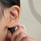 Daiiibabyyy Korean Silver Color Piercing Screw Beads Stars Heart Ear Bone Stud Earrings For Women Girls Simple Personality Body Jewelry Gift