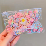 Daiiibabyyy 20Pcs/Lot Children Girls Hair Bands Candy Color Hair Ties Rubber Bands Scrunchy Elastic Hair Bands Sweet Cartoon Accessories