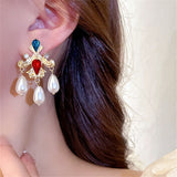 Daiiibabyyy Fashion Baroque Palace Style Statement Pearl Tassel Drop Earrings For Women