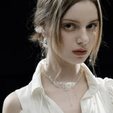 MENGJIQIAO Korean Elegant Exaggerate Clear Resin Beads Necklace For Women Girls Fashion Metal Tassel Choker Wedding Jewelry Gift daiiibabyyy