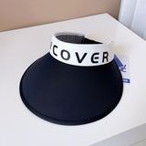 Daiiibabyyy Technology Sunscreen Series Big Cover Printing Empty Top Visor Cap Women Summer Breathable Headband Cap Ice Silk Cold Sun Cap