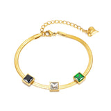 Daiiibabyyy Bracelets For Women Girlfriend Gift Chain Accessories Luxury Fashion Jewelry Titanium Steel Gold Squares Inlaid With Zircon