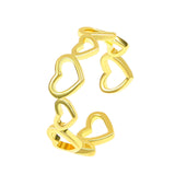 Daiiibabyyy Hollow Heart Shaped Rings for Women Elegant Adjustable Engagment Ring Heart Boho Heavy Metal Crystal Heart Ring Fine Jewelry
