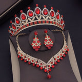 Baroque Blue Crystal Bridal Jewelry Sets for Women Tiaras Crown Earrings Necklace Sets Bride Wedding Dress Dubai Jewelry Set daiiibabyyy