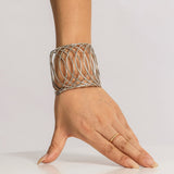 Daiiibabyyy IngeSight.Z 6 Styles Exaggerated Hollow Out Wide Cuff Open Bangles for Women Punk Big Flower & Leaves Wrist Bracelet Jewelry