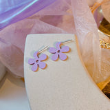 Daiiibabyyy Unique Design Purple Flowers Butterfly Drop Earrings for Women Sweet Fairy Mystery Shiny Crystal Resin Yarn Earring Jewelry