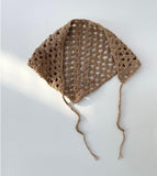 Daiiibabyyy Ins Women Triangle Bandanas Turban Crochet Hair Scarf Hairband Knitted Hair Kerchief Tie Back Boho Head Wrap for Women