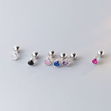Daiiibabyyy 1 Pair Fashion Crystal Love Heart Stud Earrings for Women Trendy Party Wedding Ear Jewelry Gifts