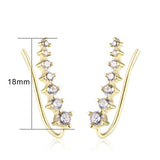 Daiiibabyyy Long Dipper Ear Hook Clip Climbing Earring for Women Shiny Zirconia Rose Gold Color Ear Cuff Earing Gift Fashion Jewelry E527