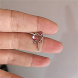 Daiiibabyyy NEW Y2K Cute Stainless Steel Pink Heart Bear Wing Piercing Cartilage Stud Earring For Women Egirl EMO Grunge Jewelry Accessories