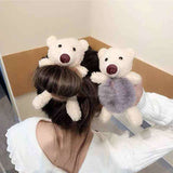 Daiiibabyyy Women Girls Lovely Scrunchies Cute Bear Hair Band Imitation Rabbit Fur Hair Rope Soft Warm Rubber Band Pretty Hair Accessories