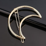 Daiiibabyyy New Women Metal Geometric Hair Clip Round Triangle Moon Barrettes Hairclip Bangs Hair Claws for Lady Girl Hair Accessories Gifts