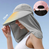 Daiiibabyyy Unisex Detachable 4PCS Large Brim Bucket Hat Women Men Mesh Hiking Fishing Cap Summer Sunscreen Panama Face Neck Protection Hat