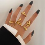 4-8Pcs/set Punk Finger Rings Minimalist Smooth Gold/Silver Geometric Metal Rings for Women Girls Party Jewelry Bijoux Femme daiiibabyyy
