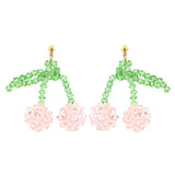 Korean Hand Woven Glass Rice Beads Flower Tassel Earrings Women's Cute Glamour Dangle Earrings Party Jewelry Accessories daiiibabyyy