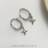 Daiiibabyyy Cross Ear Clips for Women 2024 New Cool Star Pendant  Earrings for Women No Pierced Ears Sense of Luxury Sexy Accessories