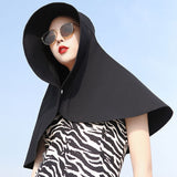 Daiiibabyyy Summer Big Face-covering Sun Hat for Women's Protection Sunshade Bucket Hat Cycling Neck Guard Shawl Ladies Fisherman Hats