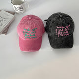 Daiiibabyyy Washed Cotton Baseball Cap For Men Women Fashion Letter Embroidery Baseball Hat Casual Hip Hop Caps Vintage Snapback Bone