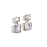 Daiiibabyyy Korean New Design Double Square Earrings Luxury Transparent Geometric Glass Crystal Earrings for Women Fashion Jewelry