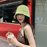 2022 Summer Fashion Straw Fisherman Hat Casual Japanese Bell-shaped Hats Women Crochet Outdoor Foldable Beach Cap Zomer Gorras daiiibabyyy