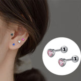 Daiiibabyyy 1 Pair Fashion Crystal Love Heart Stud Earrings for Women Trendy Party Wedding Ear Jewelry Gifts