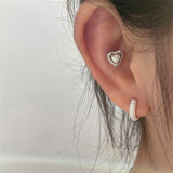Daiiibabyyy Exquisite Zircon Heart Pink Crystal Stud Earrings For Women Korean Simple Fashion Earrings Aesthetic Jewelry Wedding Accessories