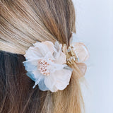 Daiiibabyyy Vintage Camellia Hair Claw Chiffon Fabric Artificial Flower Headwear for Women Spring Summer Fashion Hair Accessories Decoration