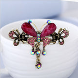 Daiiibabyyy Women Butterfly Crystal Rhinestone Hair Clips Girl Flower Big Barrettes Hair Pins Hair Accessories Hairstyle Design Styling Tool