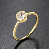 Daiiibabyyy Minimalist Promise Ring for Women Simple Round Zirconia Crystal Rose Gold Color Dating Ring Accessories Fashion Jewelry R135