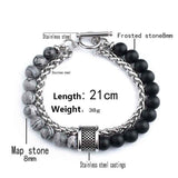 Daiiibabyyy Frosted Natural Stone Tiger Eye Man Bracelet Adjustable Bracelets on Hand Stainless Steel Jewelry Men Gift Free Shipping