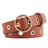 Leather Belts for Women Fashion Jeans Classic Retro Simple Round Buckle Female Pin New Denim Dress Sword Goth Luxury Punk Gothic daiiibabyyy