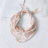 Candy Color Triangle Lace Scarf Hollow out Handkerchief Bag with Floral DIY Woman Lace Mesh Hair Head Scarfs Bandana daiiibabyyy