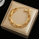 Daiiibabyyy Stainless Steel Layered Golden Pendant Bracelet For Women Retro Punk Gothic Portrait Coin Cross Pearl Bracelet Jewelry