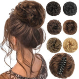 Daiiibabyyy Fashion Wig Hair Claw Bun Messy Scrunchies Hairpiece Accessories Claw Clip Chignon Curly Fake Hair Elastic Hair Band for Women