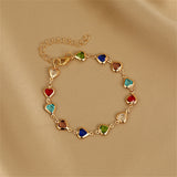 Daiiibabyyy Elegant Colorful Love Heart Link Chain Bracelets For Women Girls New Fashion Butterfly Star Beaded Pendant Bracelet Wristbands