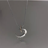 Daiiibabyyy Hip hop Titanium Steel Melting Moon Star Pendant Necklace for Women Men ins y2k Grunge Male Necklace Jewelry Teenager Gift