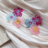 Spring and Summer New Earrings Female Beaded Flower Ear Hooks Exaggerated Temperament Ear Jewelry daiiibabyyy