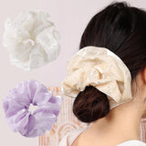Daiiibabyyy Summer New Large Organza Scrunchie Crystals Hair Tie Big Net Yarn Hair Rope Rubber Bands Girl Elastic Hair Accessory Wholesale