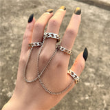 Hiphop Punk Silver Color Long Tassel Chain Rings for Women Men Fashion Metal Adjustable Open Finger Rings Set Gift Jewelry daiiibabyyy