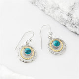Daiiibabyyy Delicate Bohemian Dangle Round Moonstone Natural Stone Earrings for Women Girl Metal Drop Earrings Fashion Boho Jewelry Gift