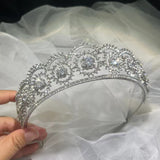 Daiiibabyyy Baroque Luxury AAA Cubic Zircon Crowns Crystal Bridal Tiaras Crown Women Wedding Headdress Tiara Party Costume Hair Accessories