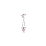 Daiiibabyyy NEW Y2K Cute Stainless Steel Pink Heart Bear Wing Piercing Cartilage Stud Earring For Women Egirl EMO Grunge Jewelry Accessories