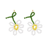 Korean Hand Woven Glass Rice Beads Flower Tassel Earrings Women's Cute Glamour Dangle Earrings Party Jewelry Accessories daiiibabyyy