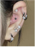 Daiiibabyyy Korean Fashion Crystal Star Hoop Earrings Punk Aesthetic DIY Mini Cute Earrings for Women Y2K Accessory Egirl Jewellery 2000s