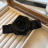 Daiiibabyyy Fashion Rose Bow Clip for Women's Hair Accessory Elegant Headwear Solid Color Clip Art Bow for Polytail Summer Korean Hair Tie