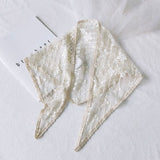 Candy Color Triangle Lace Scarf Hollow out Handkerchief Bag with Floral DIY Woman Lace Mesh Hair Head Scarfs Bandana daiiibabyyy