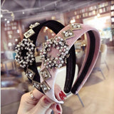 Daiiibabyyy INS Korean style of INS Vintage  new retro rhinestone pearl hair hoop wide gold velvet headband female dropshipping headbands